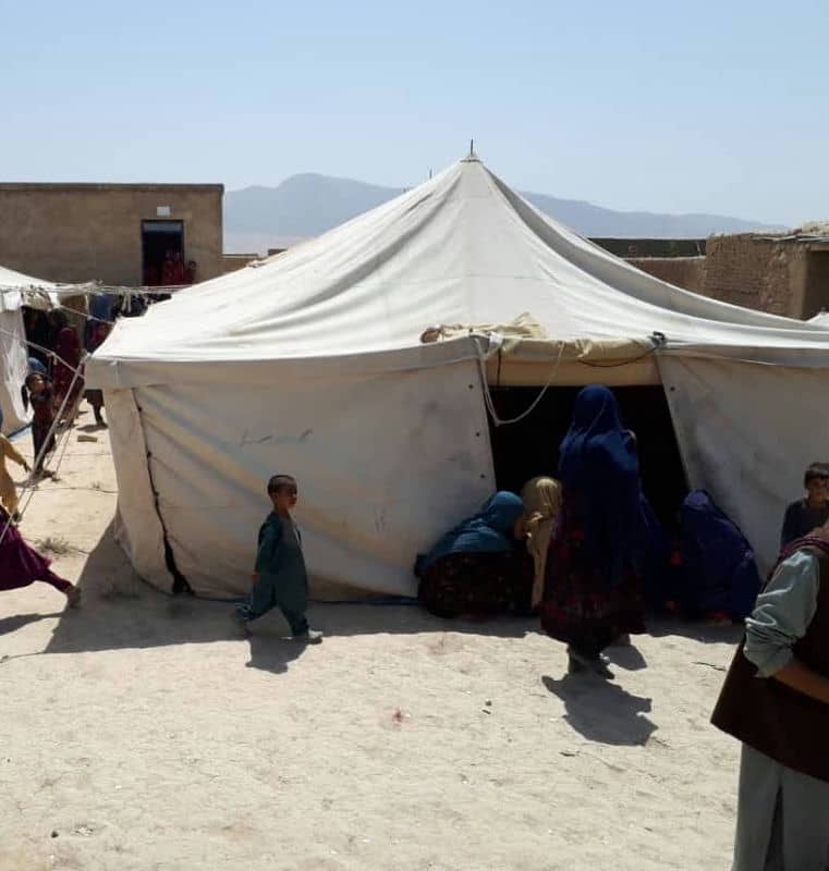 emergency tent with children in Afghanistan
