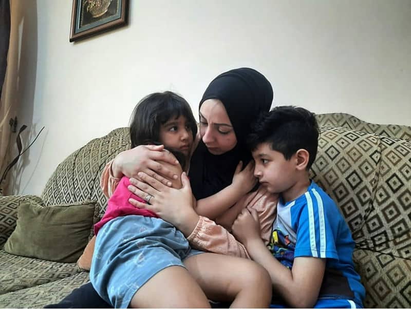 Gaza bombing . Mother and 2 children in their home
