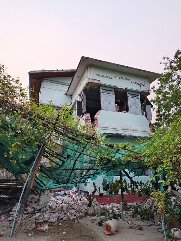 Damaged house in Myanmar