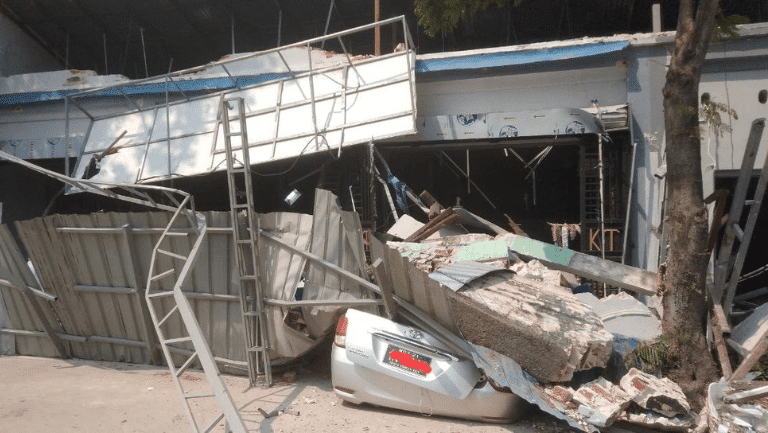 Damaged house in Myanmar