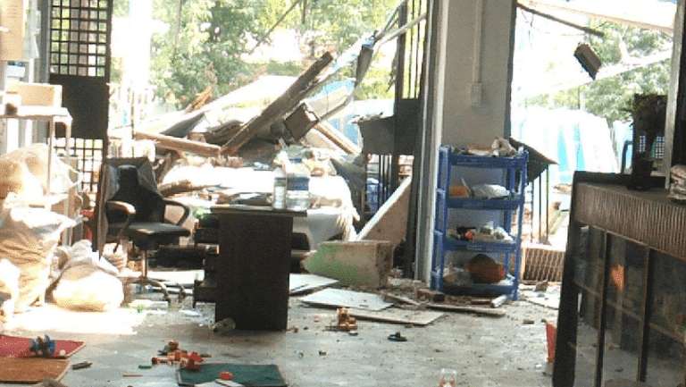 Damaged house in Myanmar