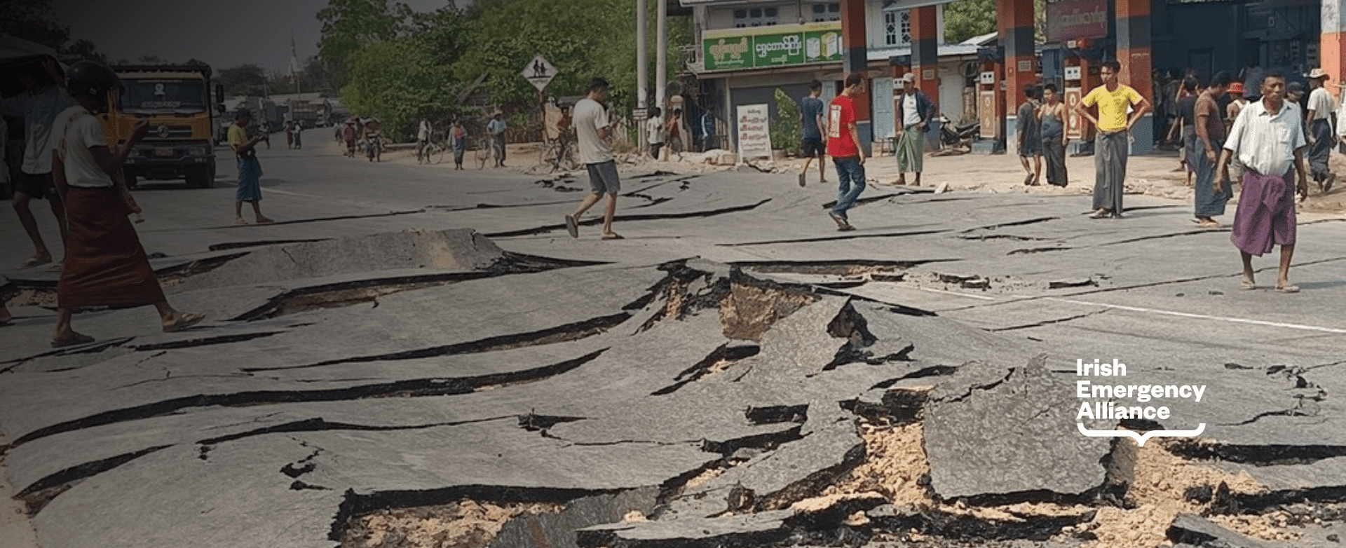 People walking on streets after Myanmar Earthquake