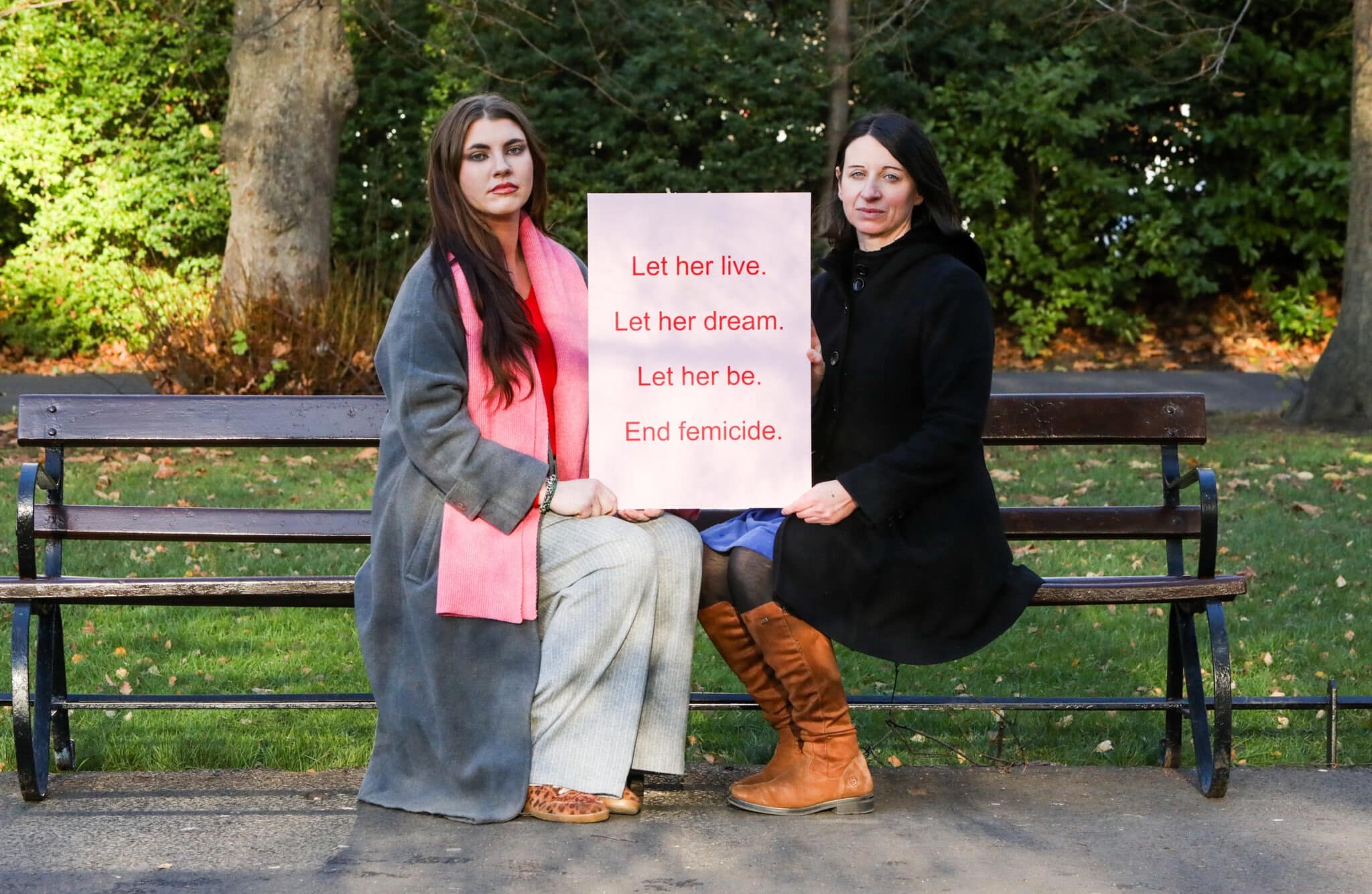 Natasha O'Brien and Karol Balfe raise awareness against femicide